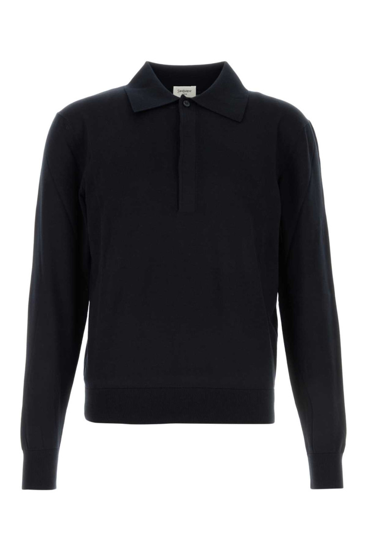 Midnight Blue Silk Blend Polo Shirt