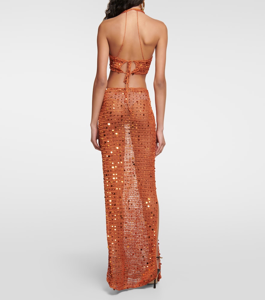 Aya Muse Morel cutout sequined maxi dress