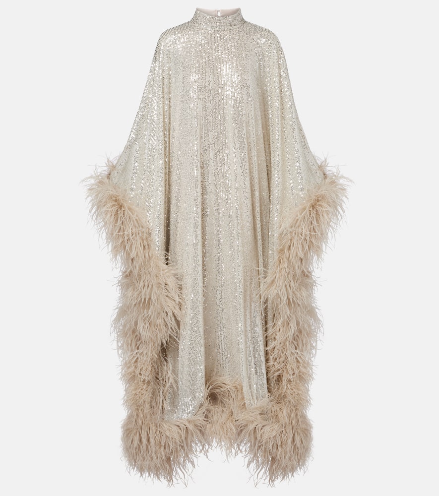 Casta Diva Disco feather-trimmed gown