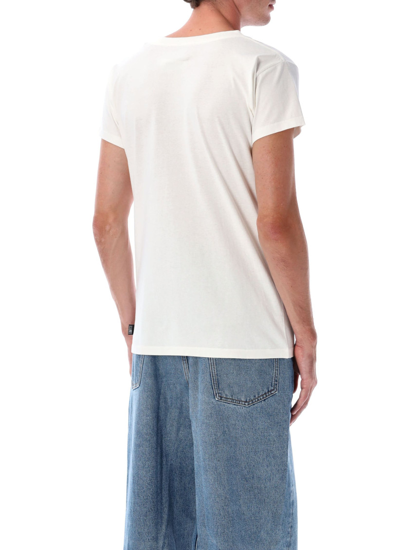 White Round Neck Embroidered T-Shirt