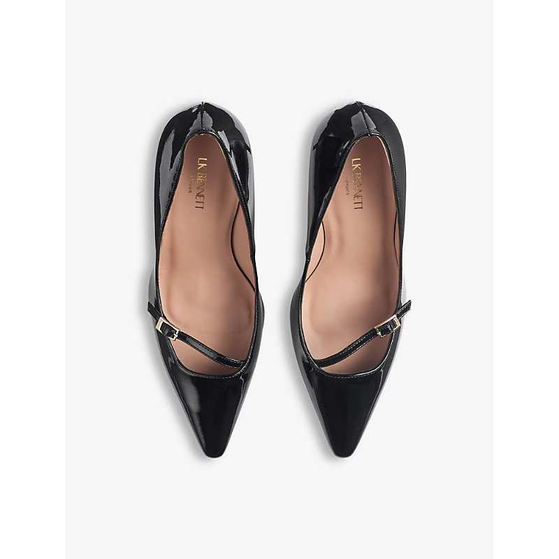 Womens Bla-black Larna Strap-embellished Heeled Patent-leather Courts