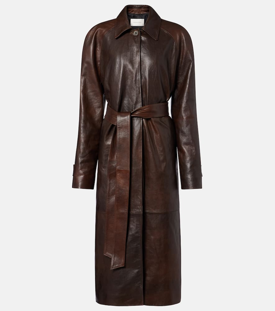 Leather trench coat