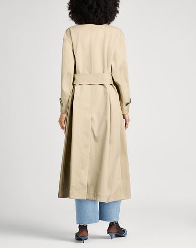 Woman Overcoat & Trench Coat Beige Size L Cotton