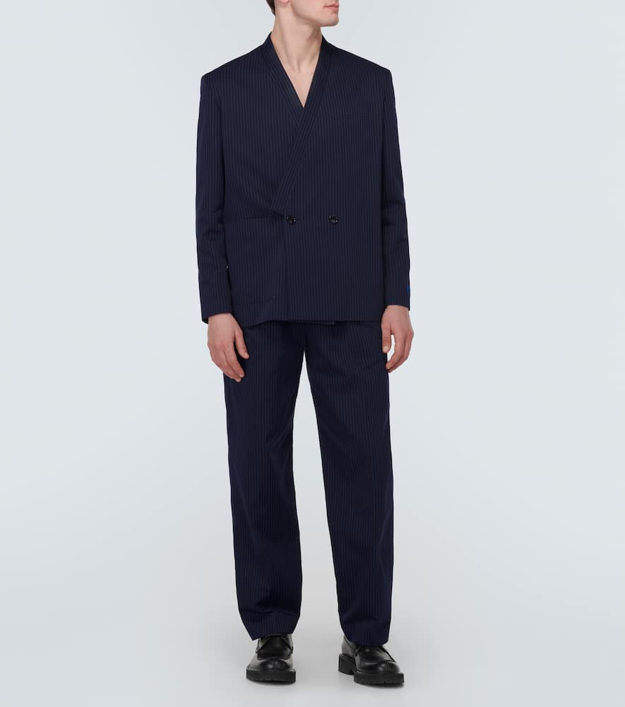 Pinstripe cotton and linen pants