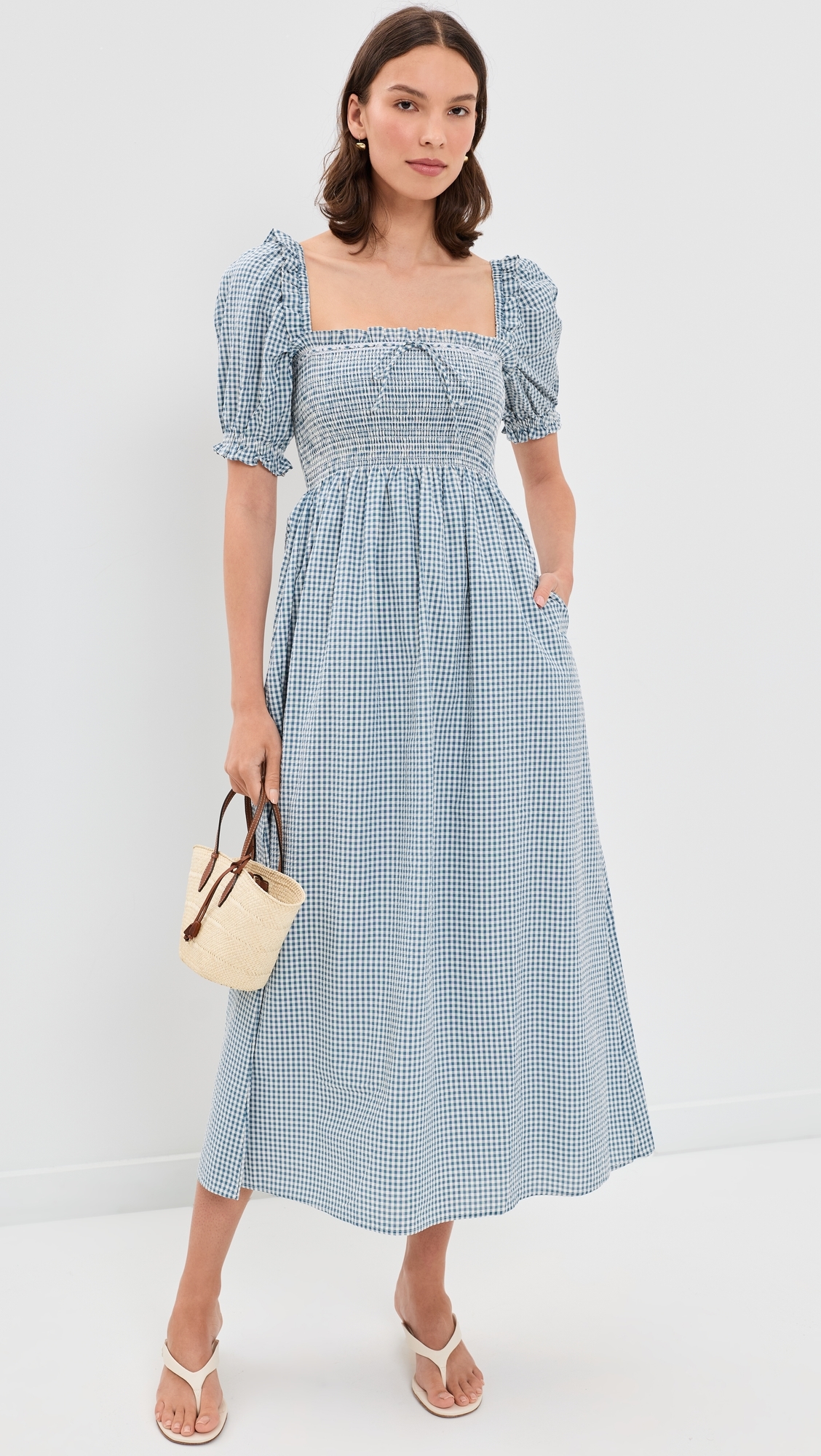 The Scarlett Midi Nap Dress Teal Gingham