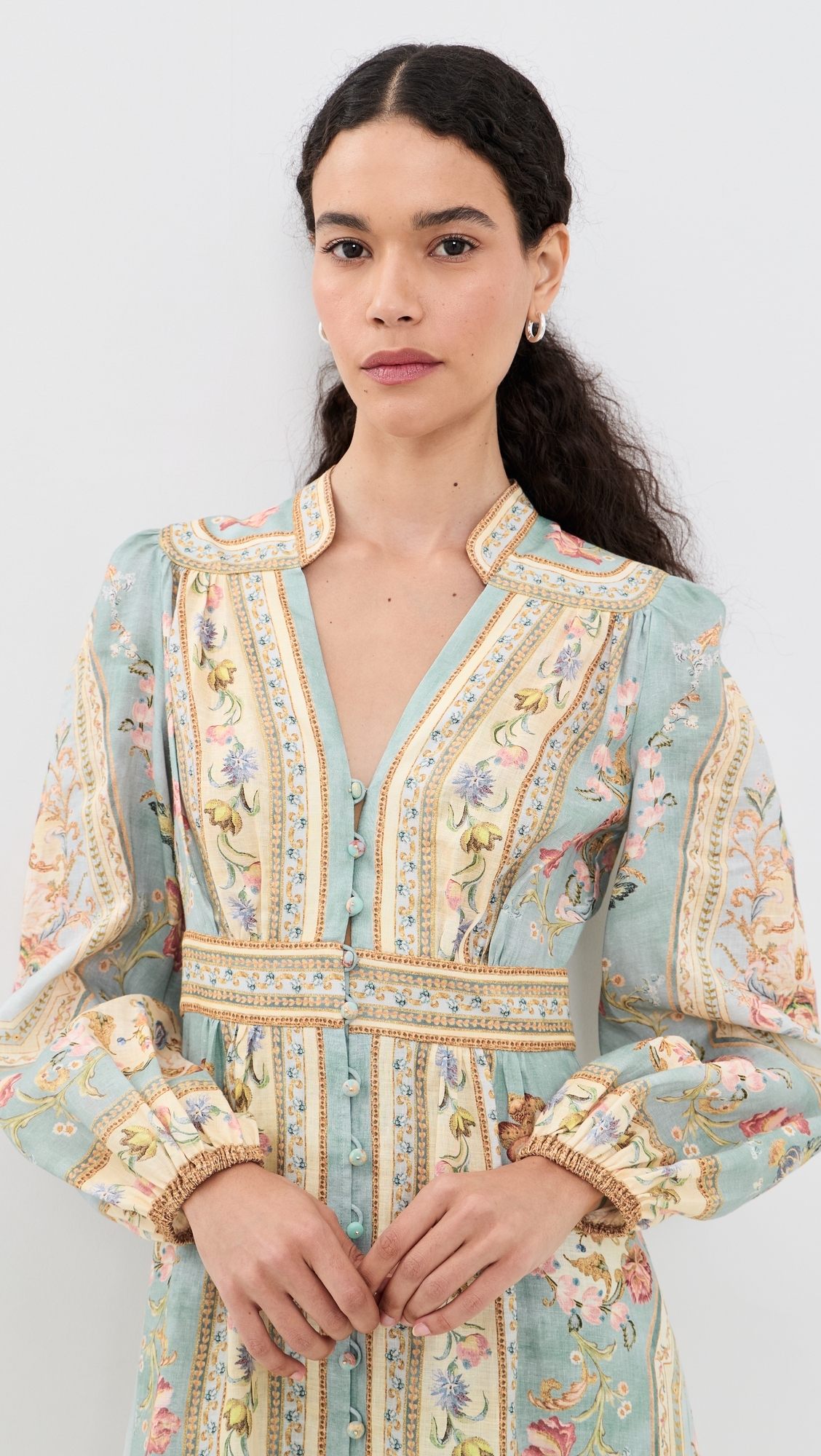 Roselight Plunge Dress Blue Tapestry Floral