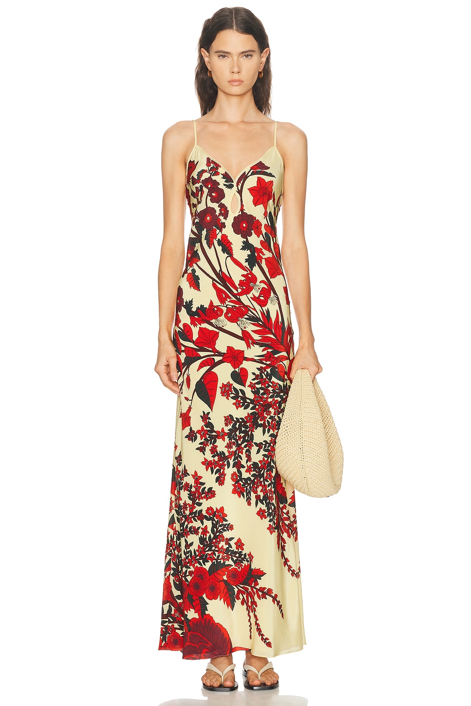 Johanna Ortiz Clean Reinterpretation Maxi Dress in Ecru Red & Green - Ivory. 0 also