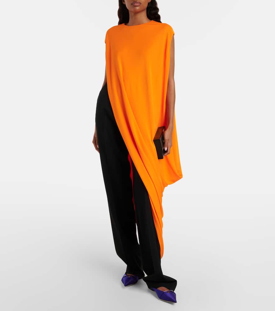 Asymmetric draped crêpe jersey top