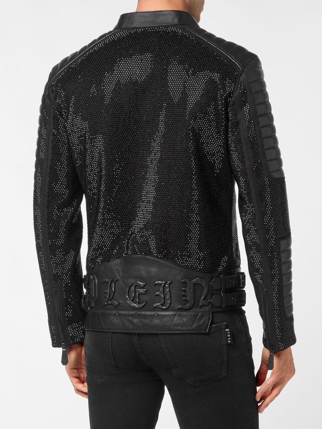 Leather disco biker jacket - Black