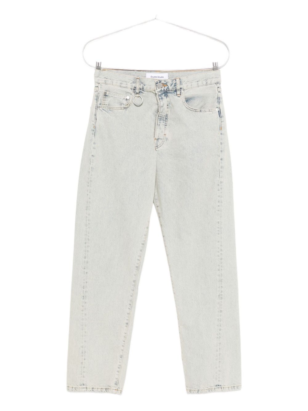Ring-detail straight jeans - Blue