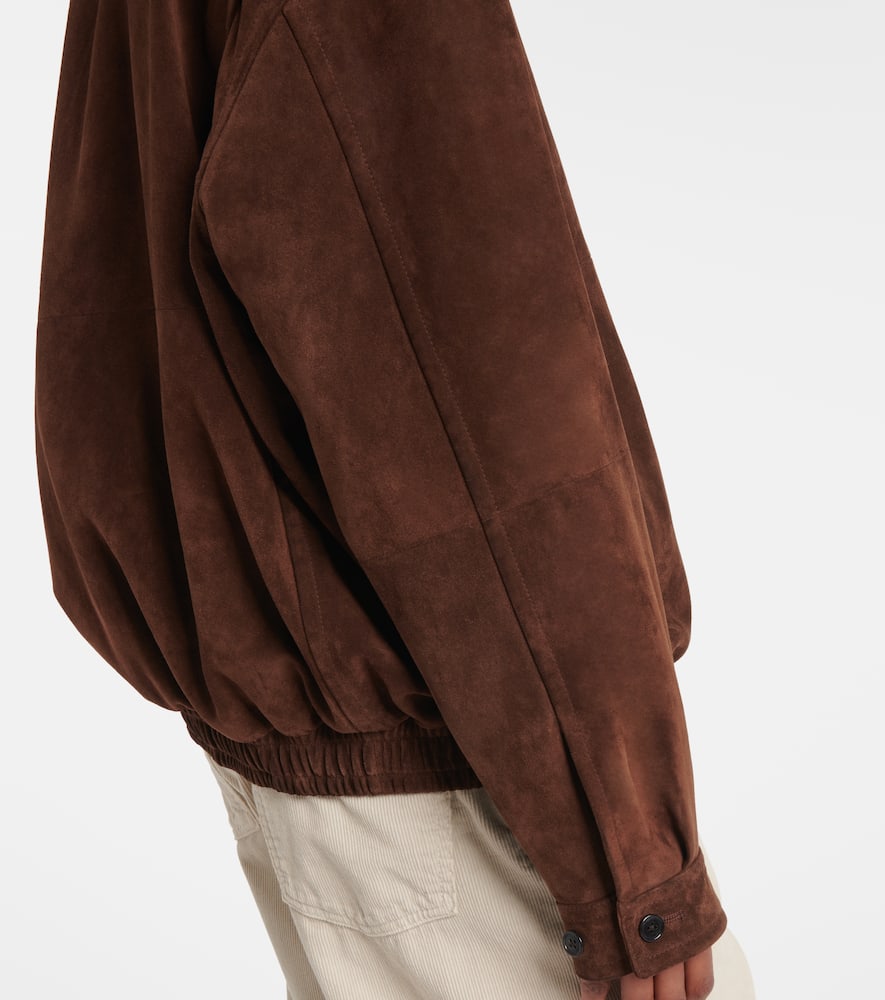 The Row Roana suede bomber jacket