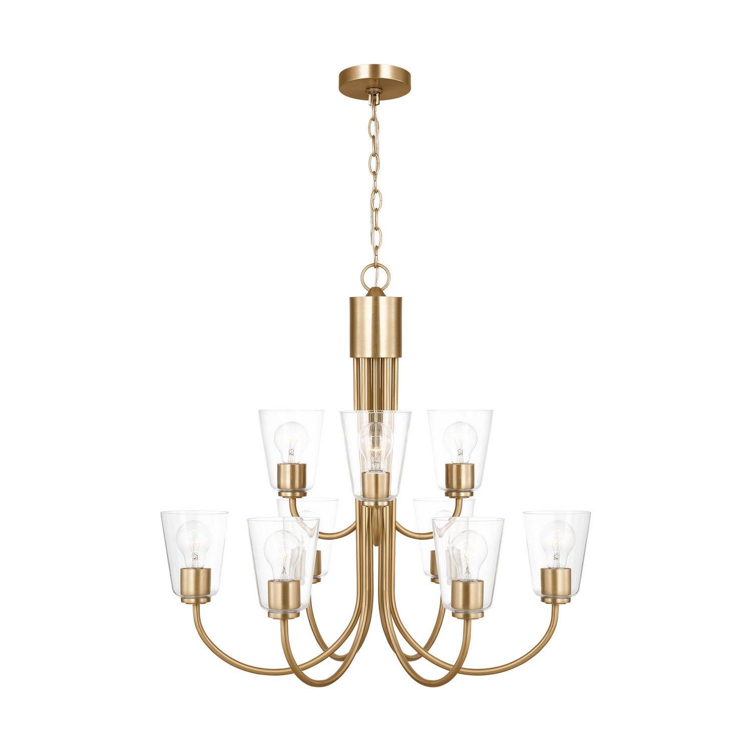 Satin Brass Chandelier from the Miles Collection