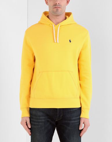 Cotton Blend Fleece Athleltic Hoodie Man Sweatshirt Yellow Size XXL Cotton, Polyester