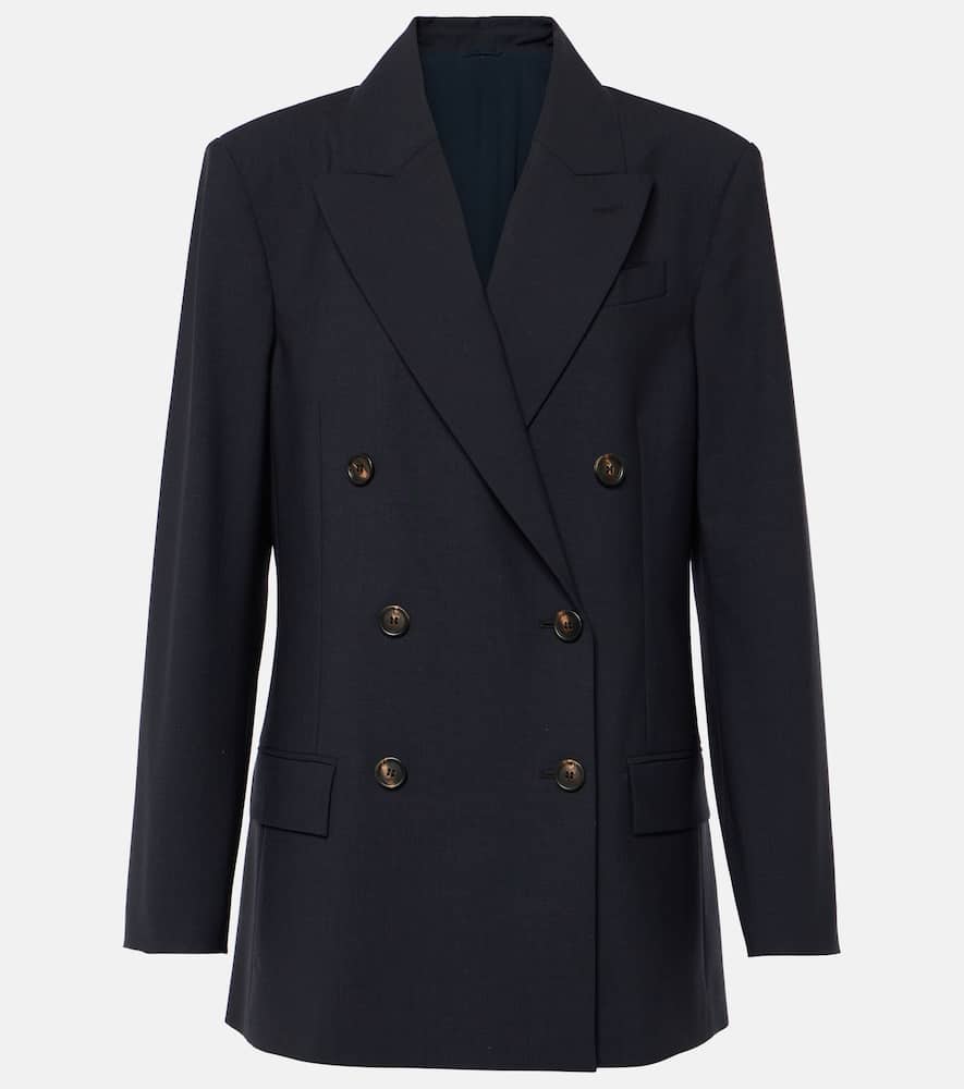 Double-breasted wool-blend blazer