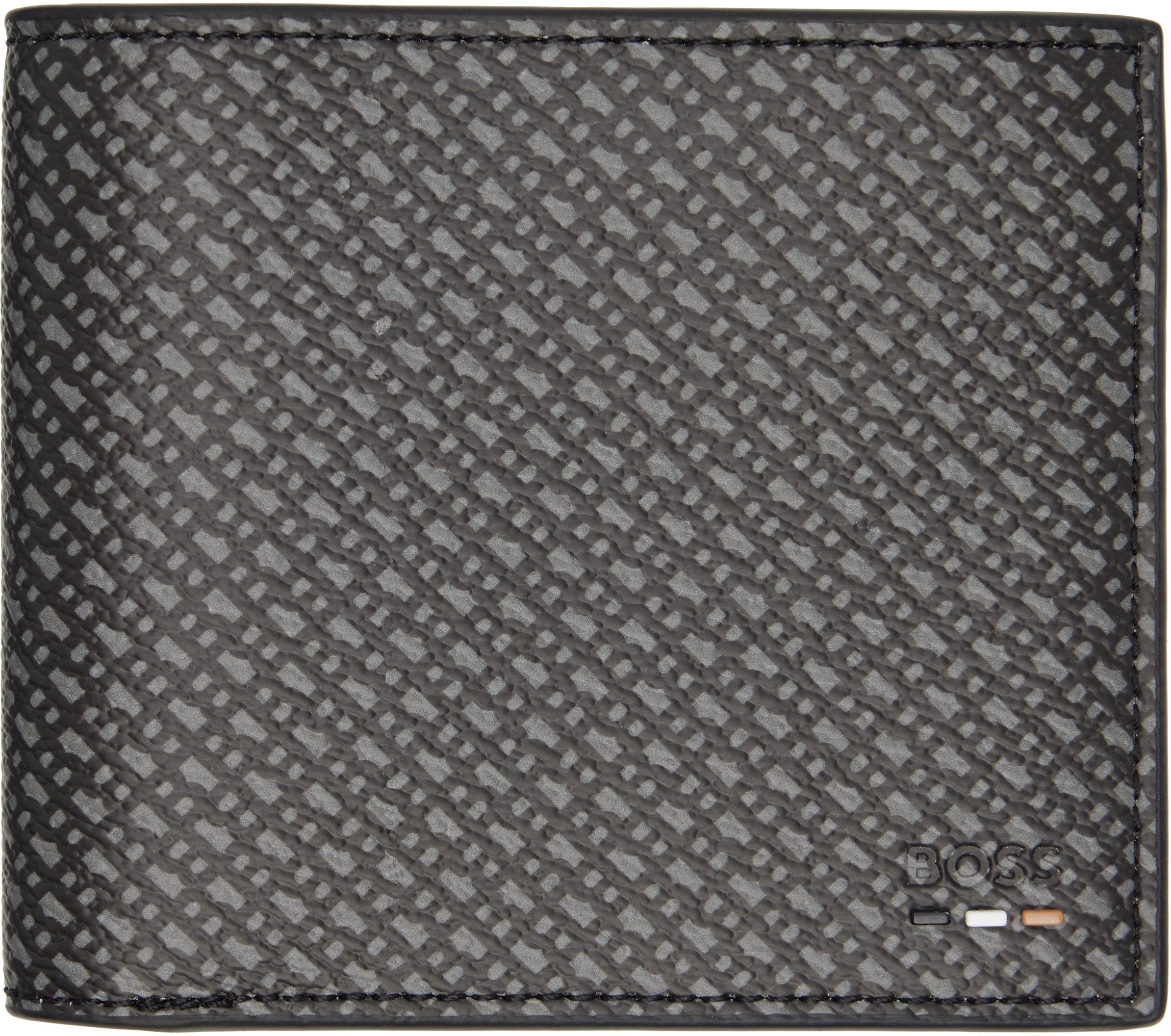 Black Grained Faux-Leather Wallet