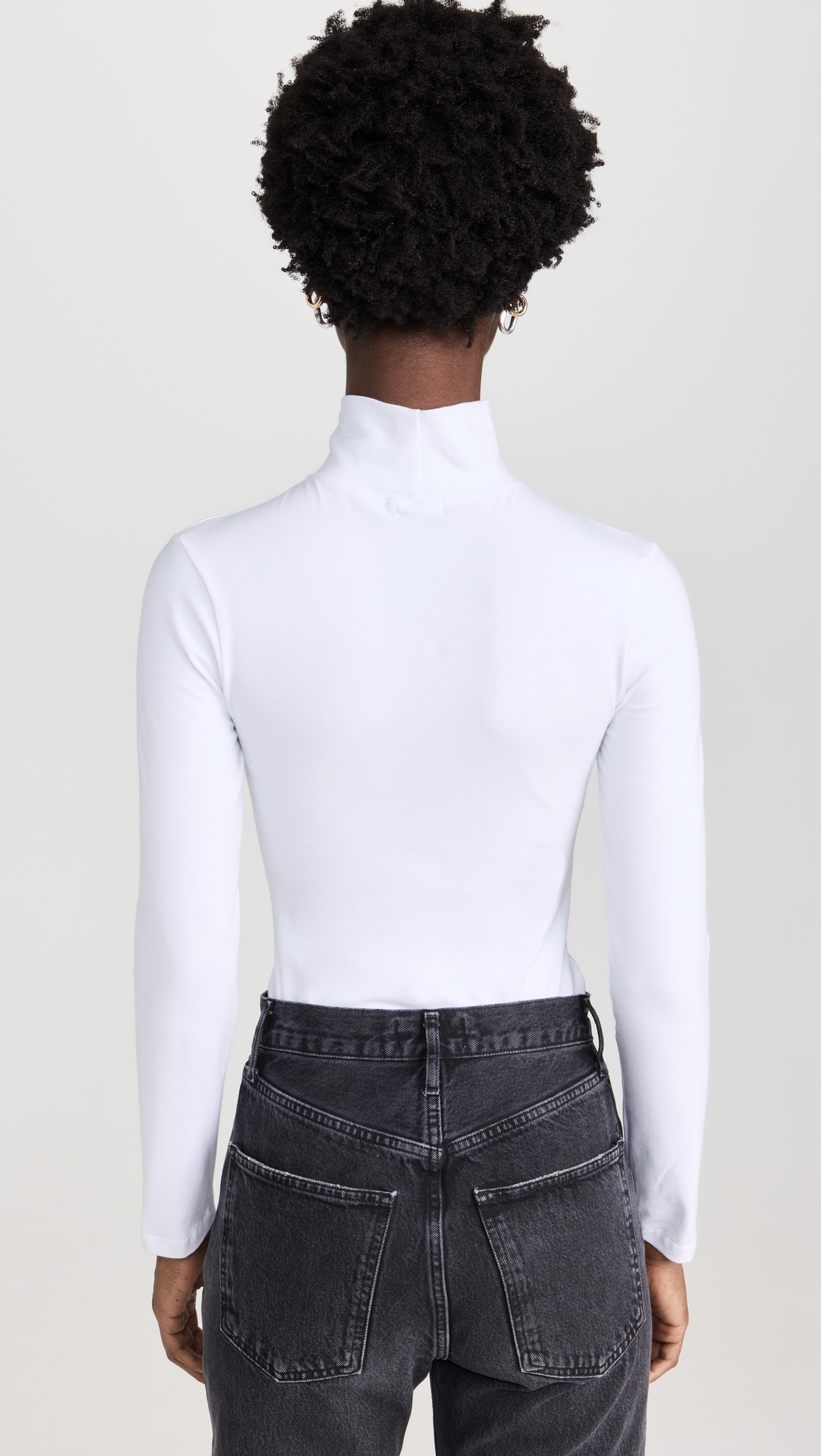 Power Player Turtleneck Thong Bodysuit White