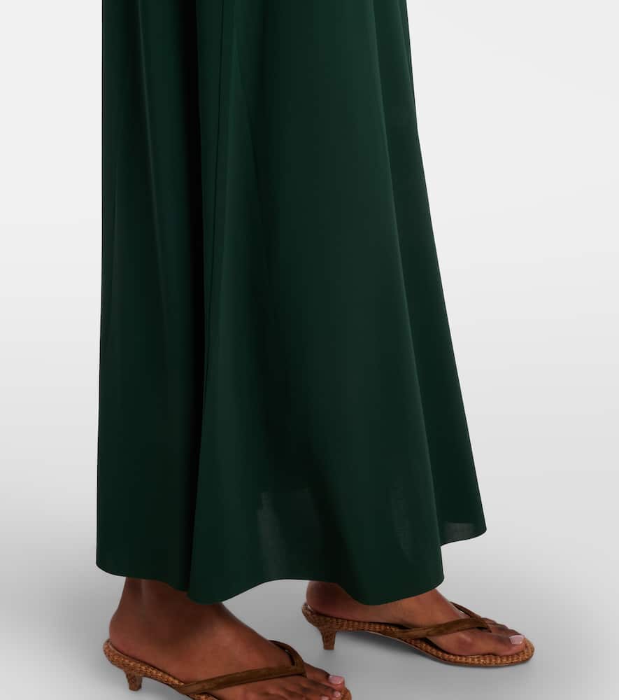 Scene mesh-trimmed jersey maxi dress