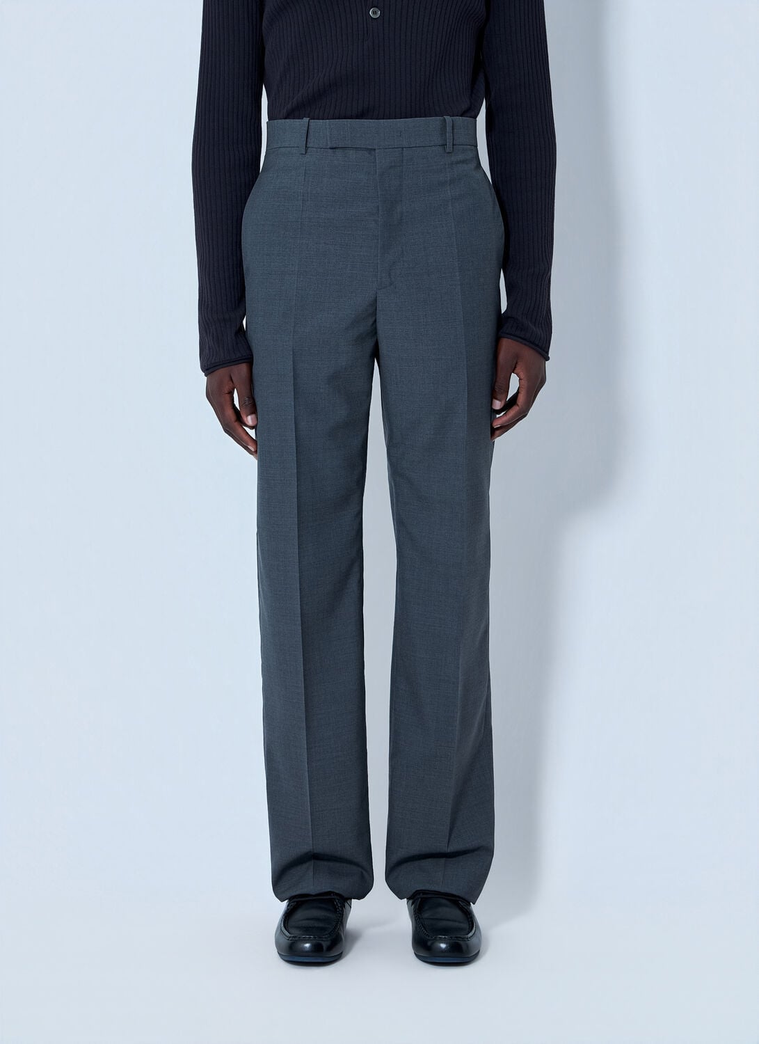 Tailored Wool-blend Trousers - Man Pants Grey It