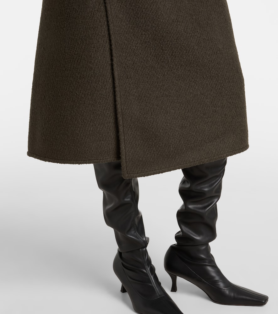 Bodhi wool-blend bouclé twill wrap skirt