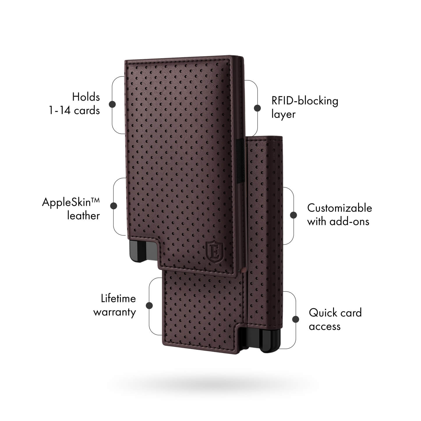 Men's Wallet - Perforated Brown Pro Premium Slim Men's Wallet Trackable Wallet Leather Smart Wallet RFID Blocking