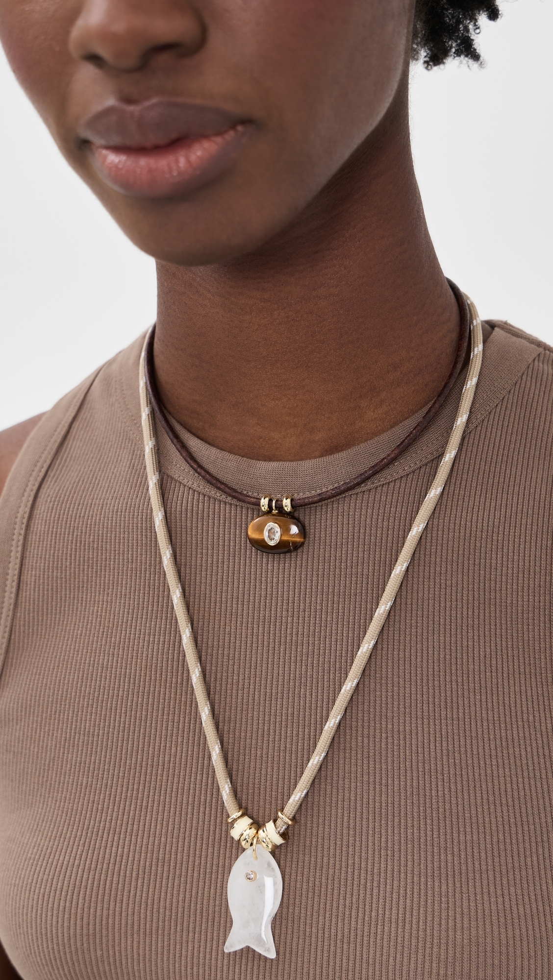 Tiger's Eye Horizontal Treasure Necklace Brown One Size