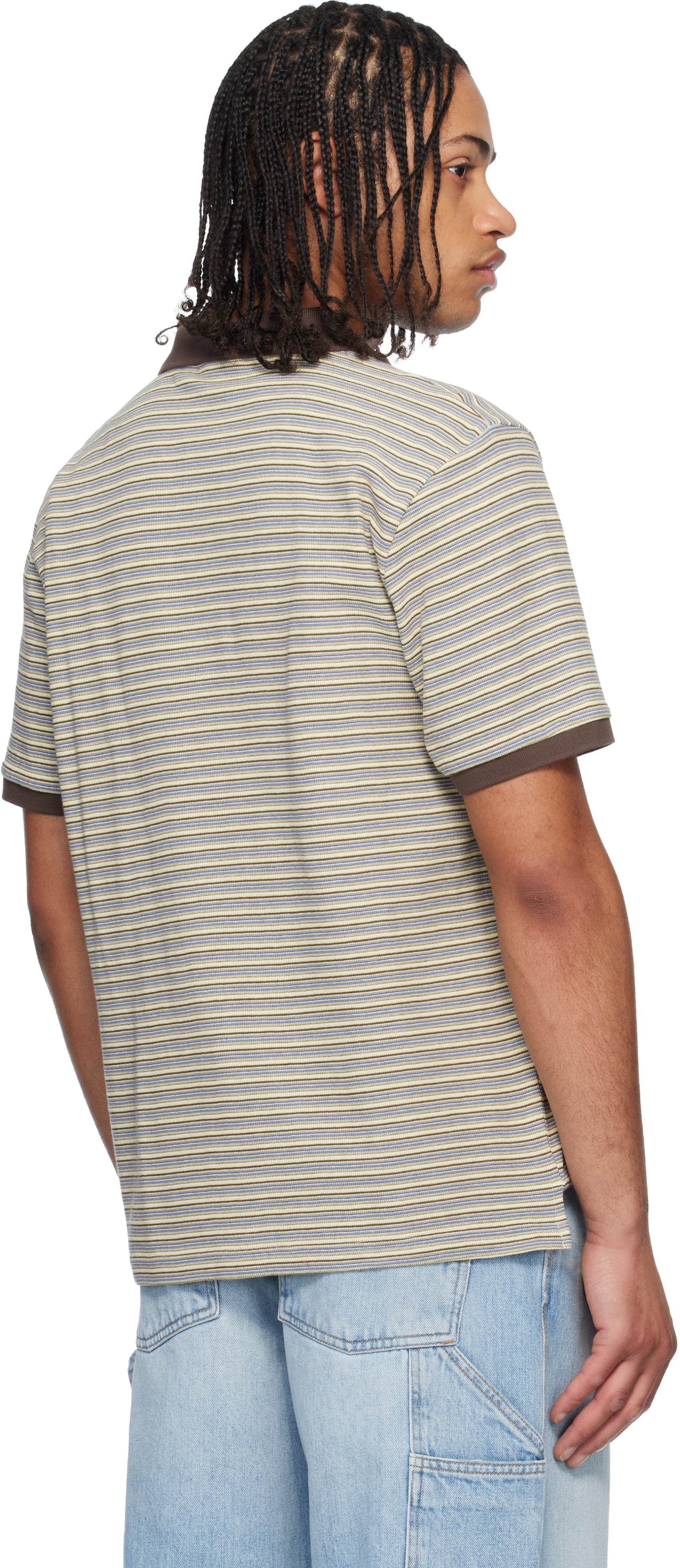 Brown Short Sleeve Dion Stripe Polo