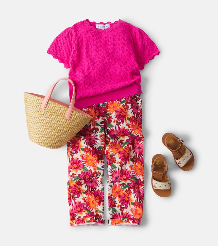 Scalloped pointelle cotton sweater