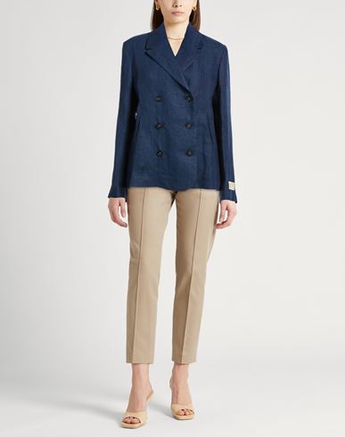 Woman Blazer Midnight blue Size L Linen