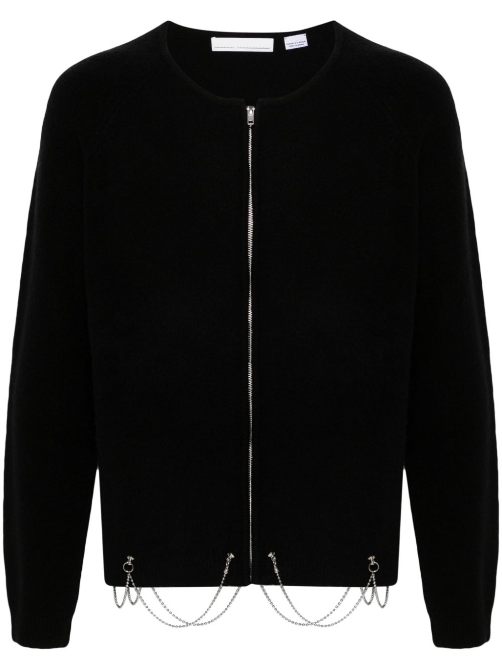 Chain-detail brushed cardigan - Black