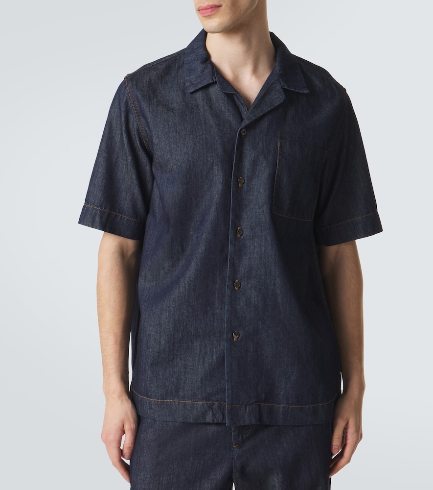 Cotton denim bowling shirt