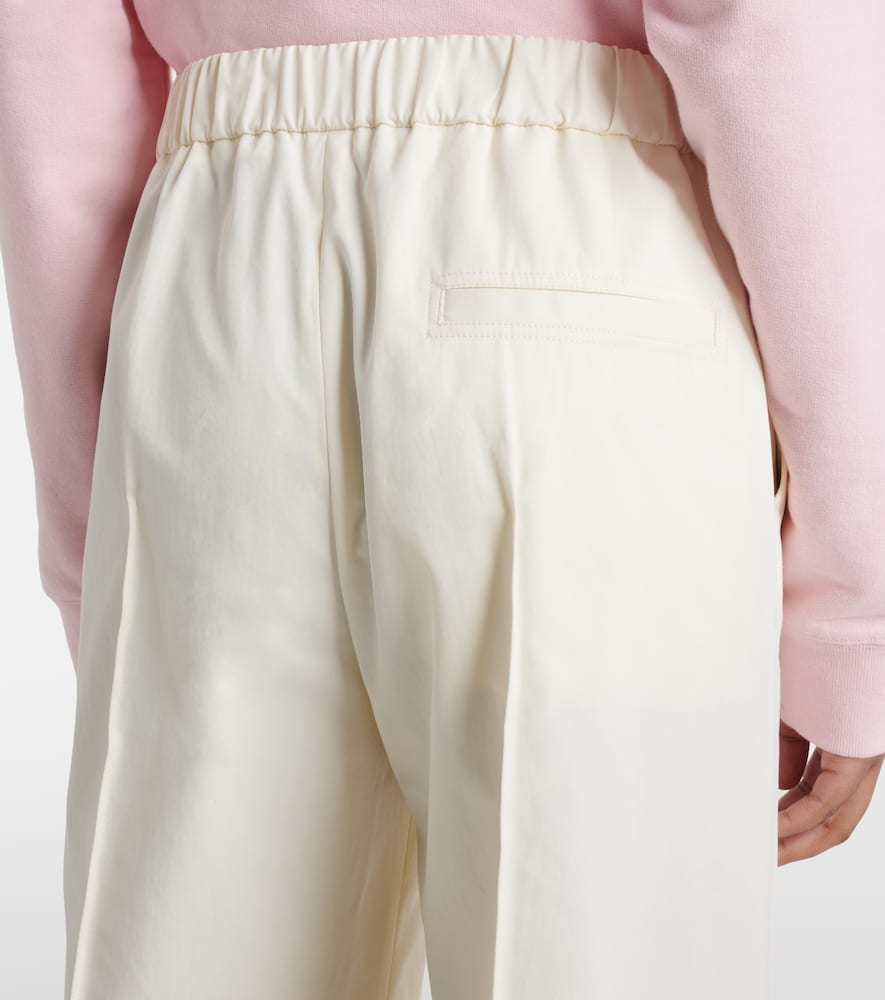 Pleated cotton wide-leg pants