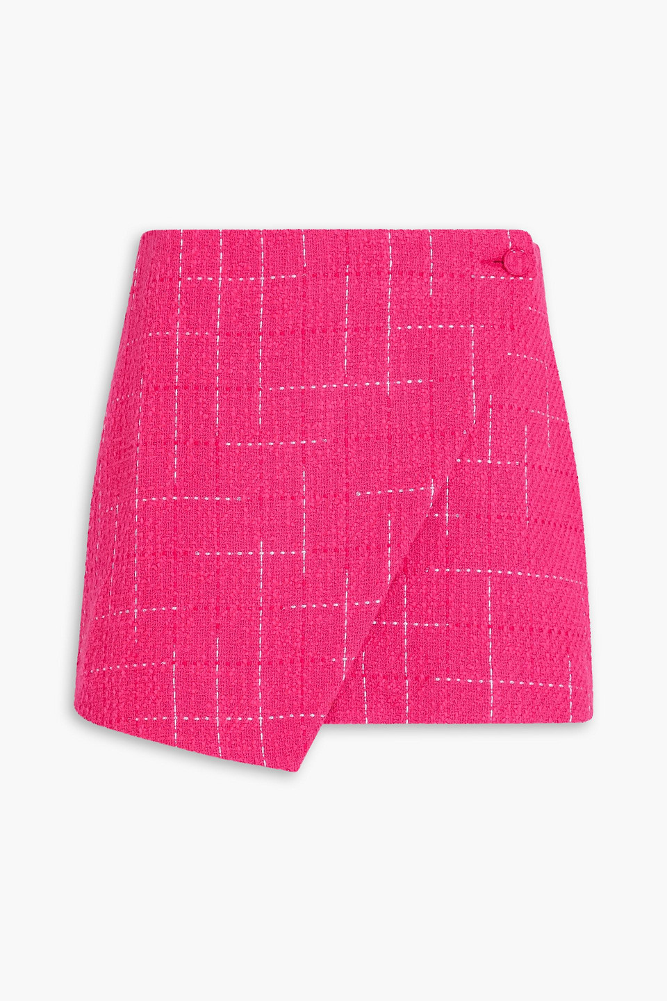 Checked cotton-blend tweed mini wrap skirt - Pink - XS