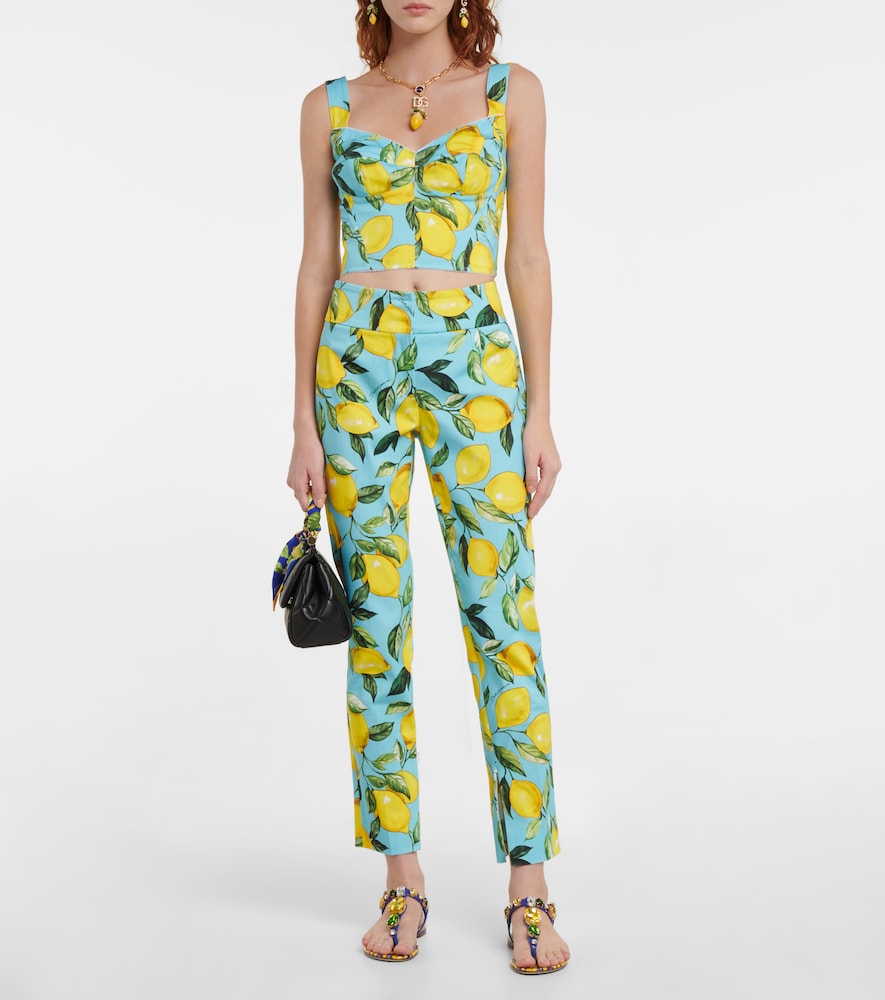 Exclusive to Mytheresa - Printed cotton-blend bustier top