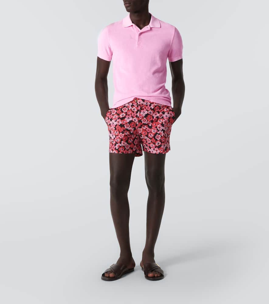 Cotton-blend terry polo shirt
