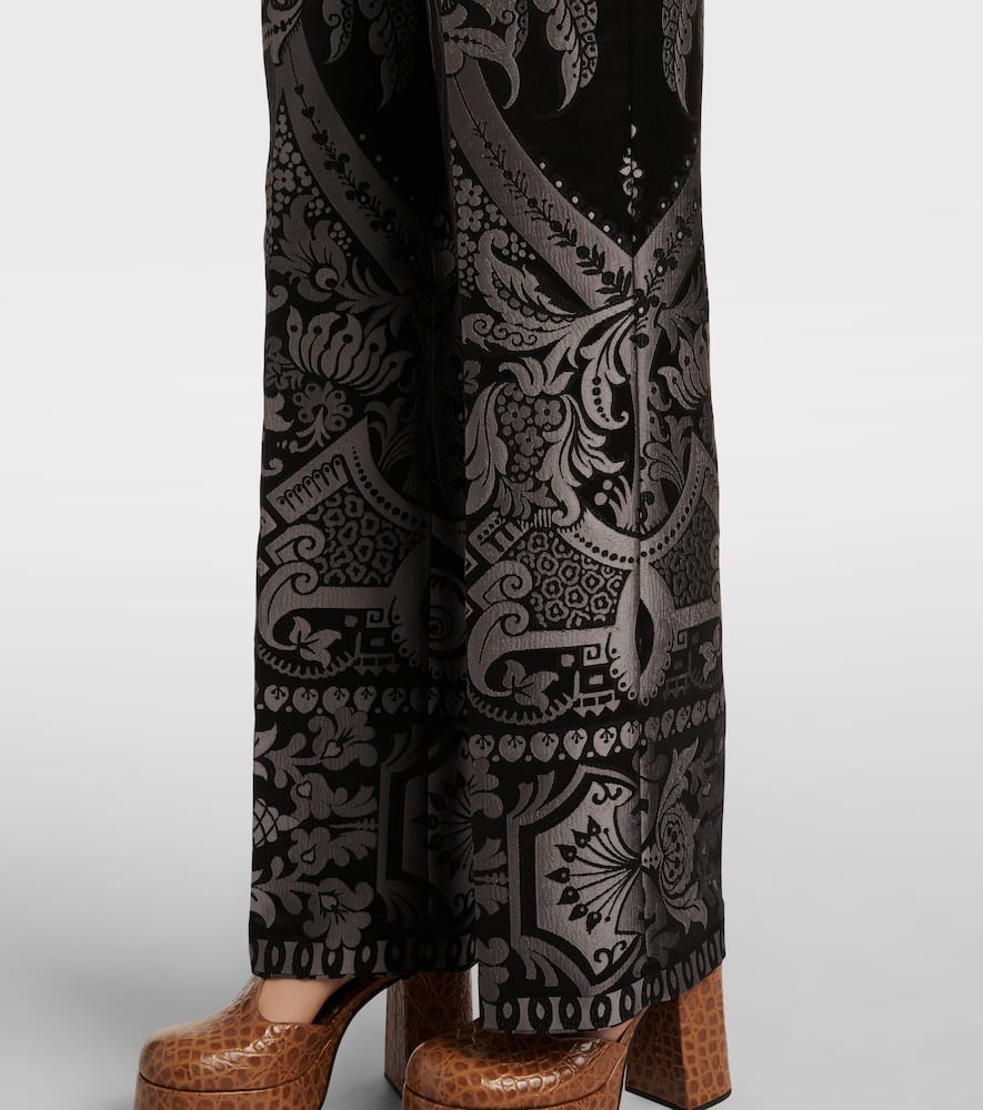 Printed silk-blend wide-leg pants