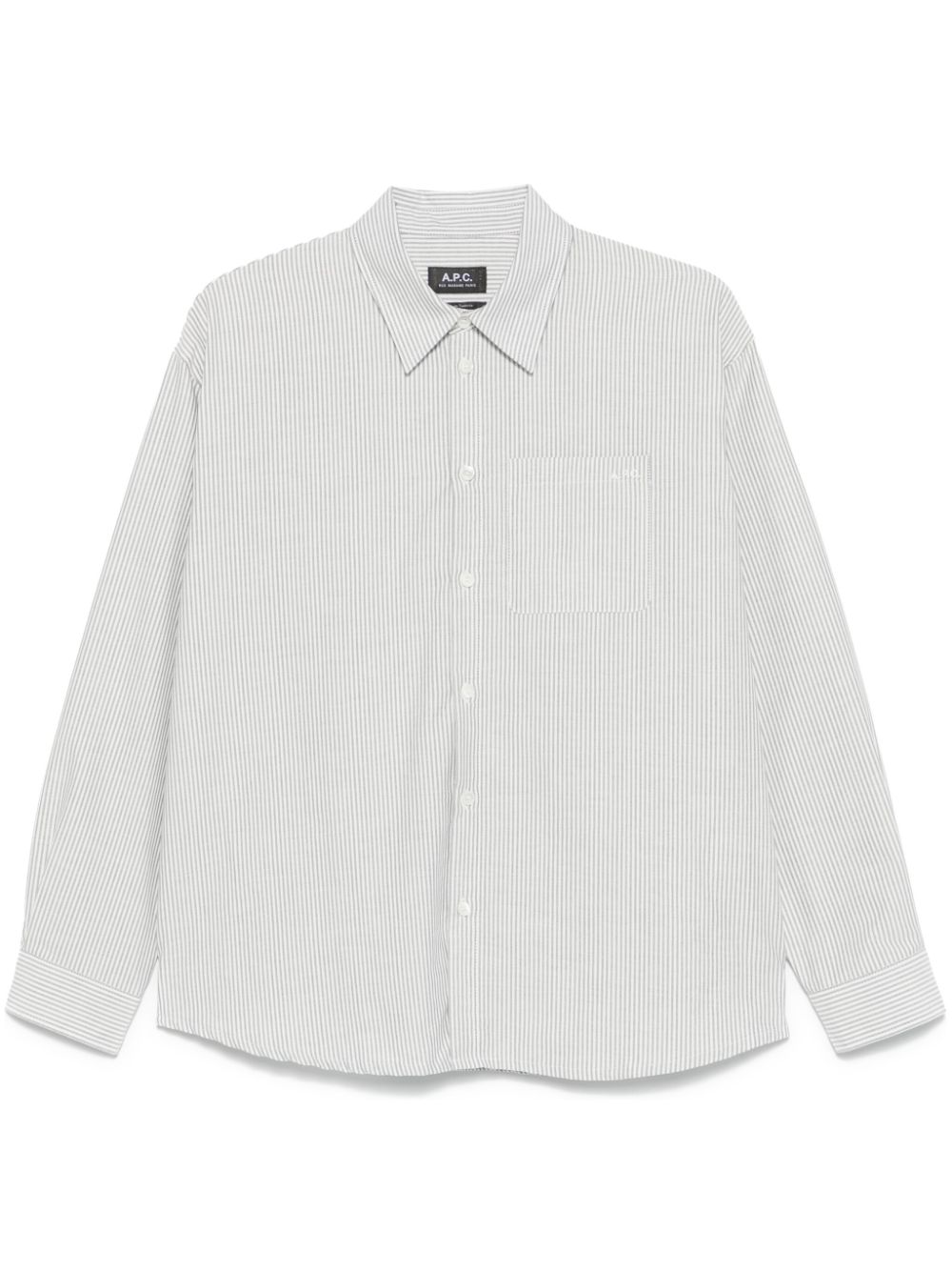 Logo-embroidered striped shirt - White
