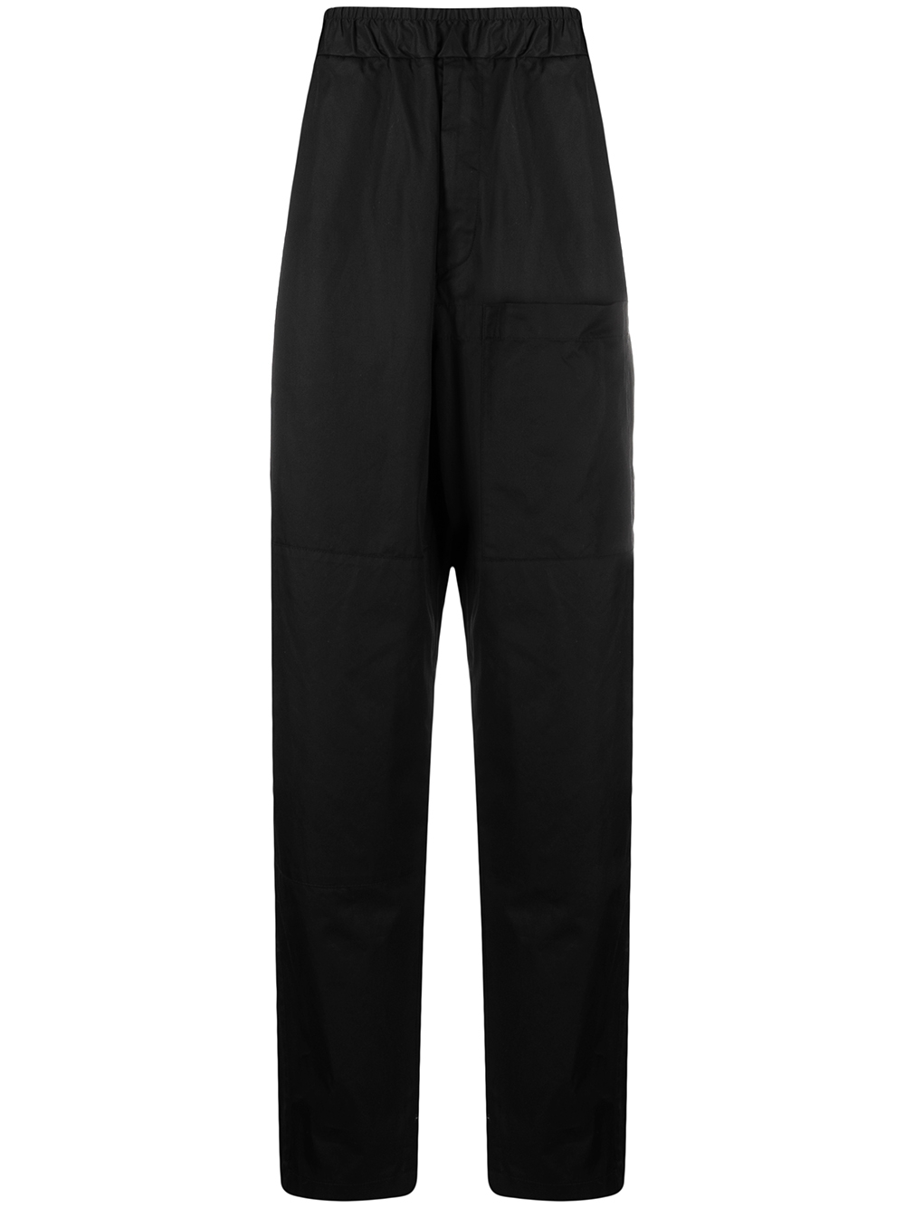 Elasticated waist wide-leg trousers - Black