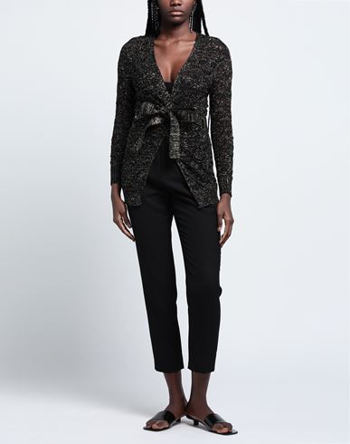 Pink Memories Woman Cardigan Black Size 6 Cotton, Acrylic, Metallic Polyester, Polyamide