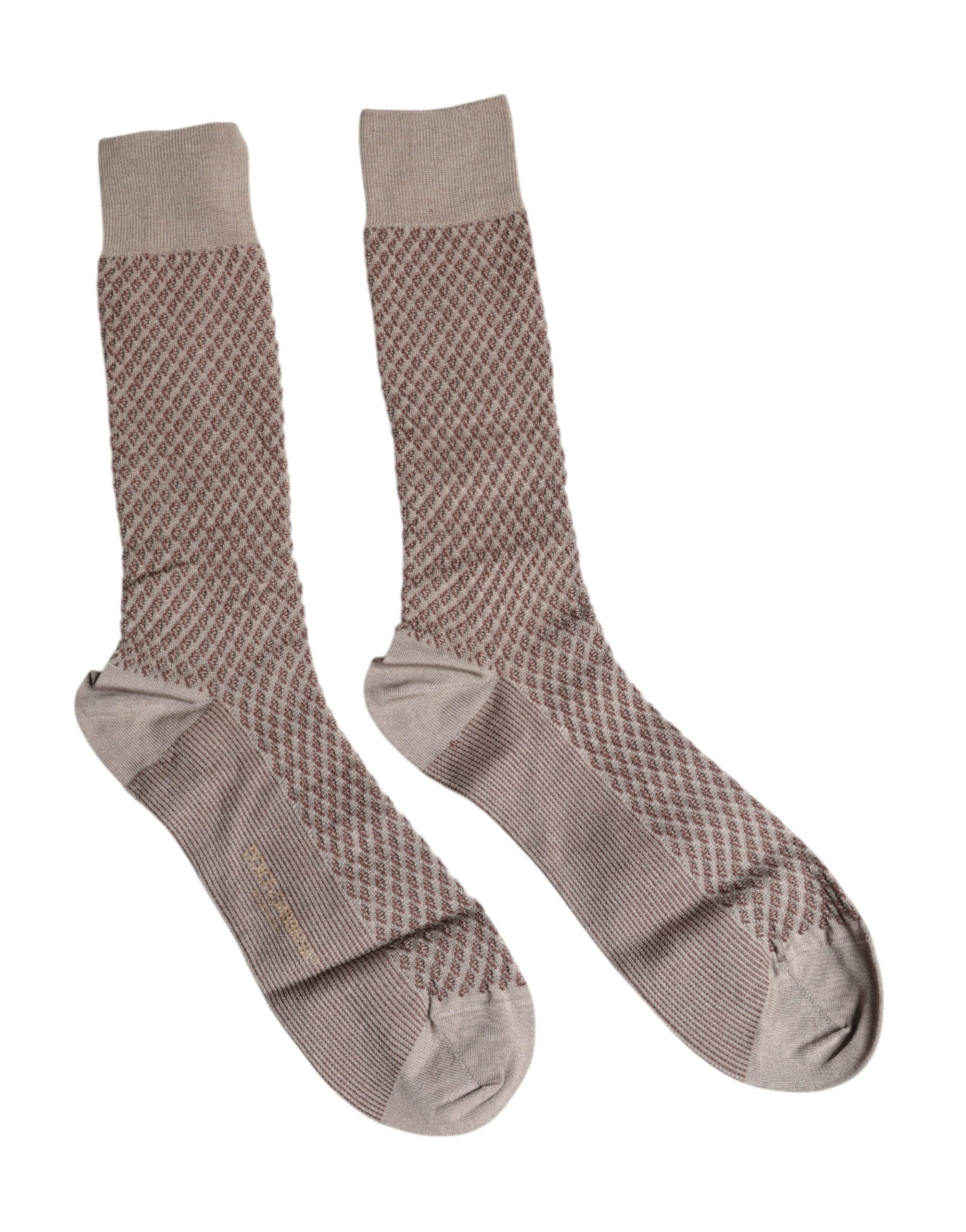 Brown Solid Dg Logo Mid Calf Men Socks Clothing