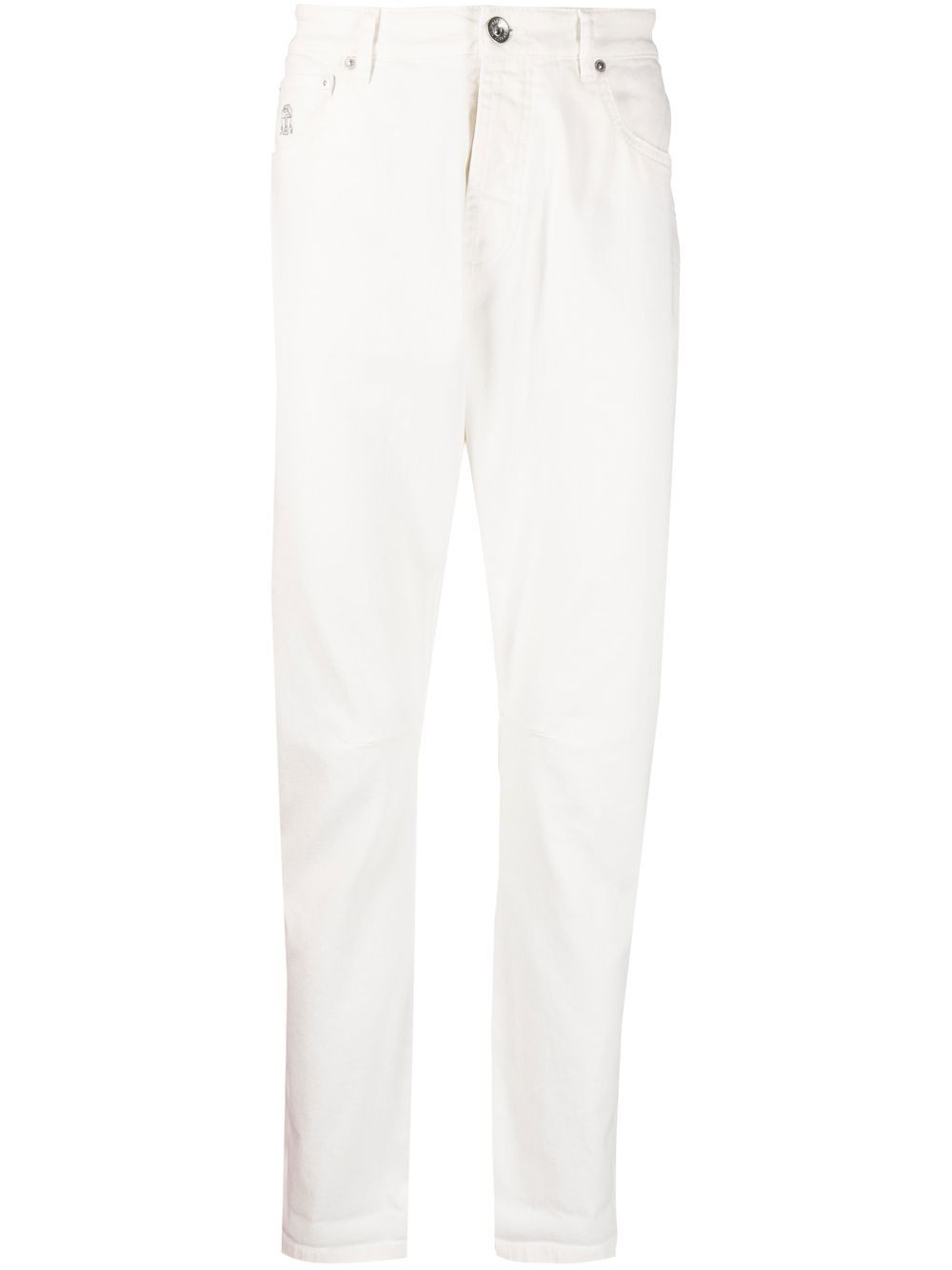 Logo-detail straight-leg jeans - White