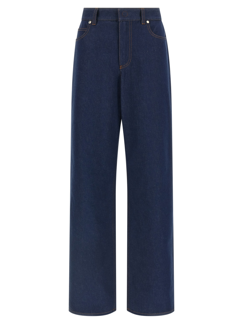 Fendi - denim jeans wide leg turn up cuff