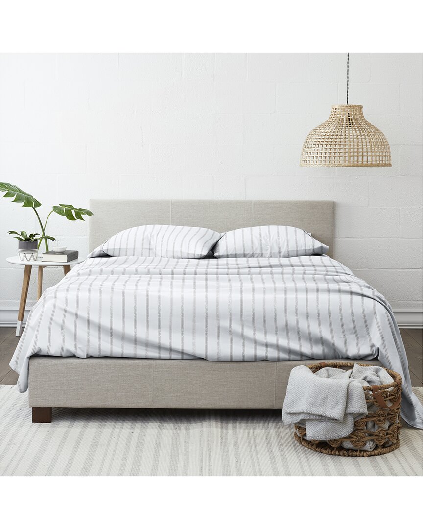 Ultra Soft Distressed Line Light Grey 4Pc Sheet Set
