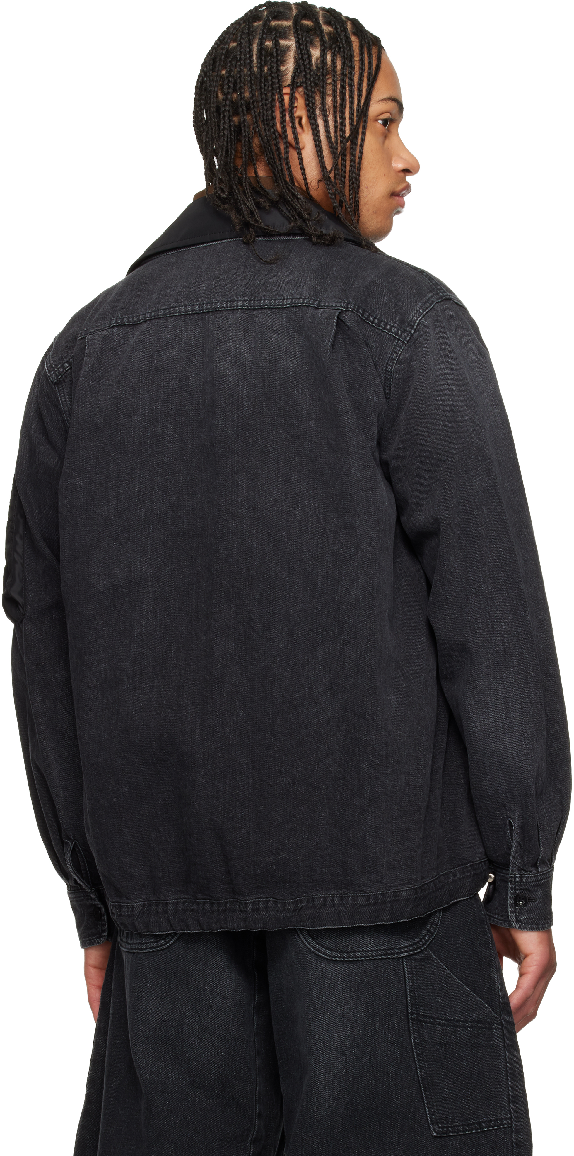 Black Nylon Twill Denim Jacket