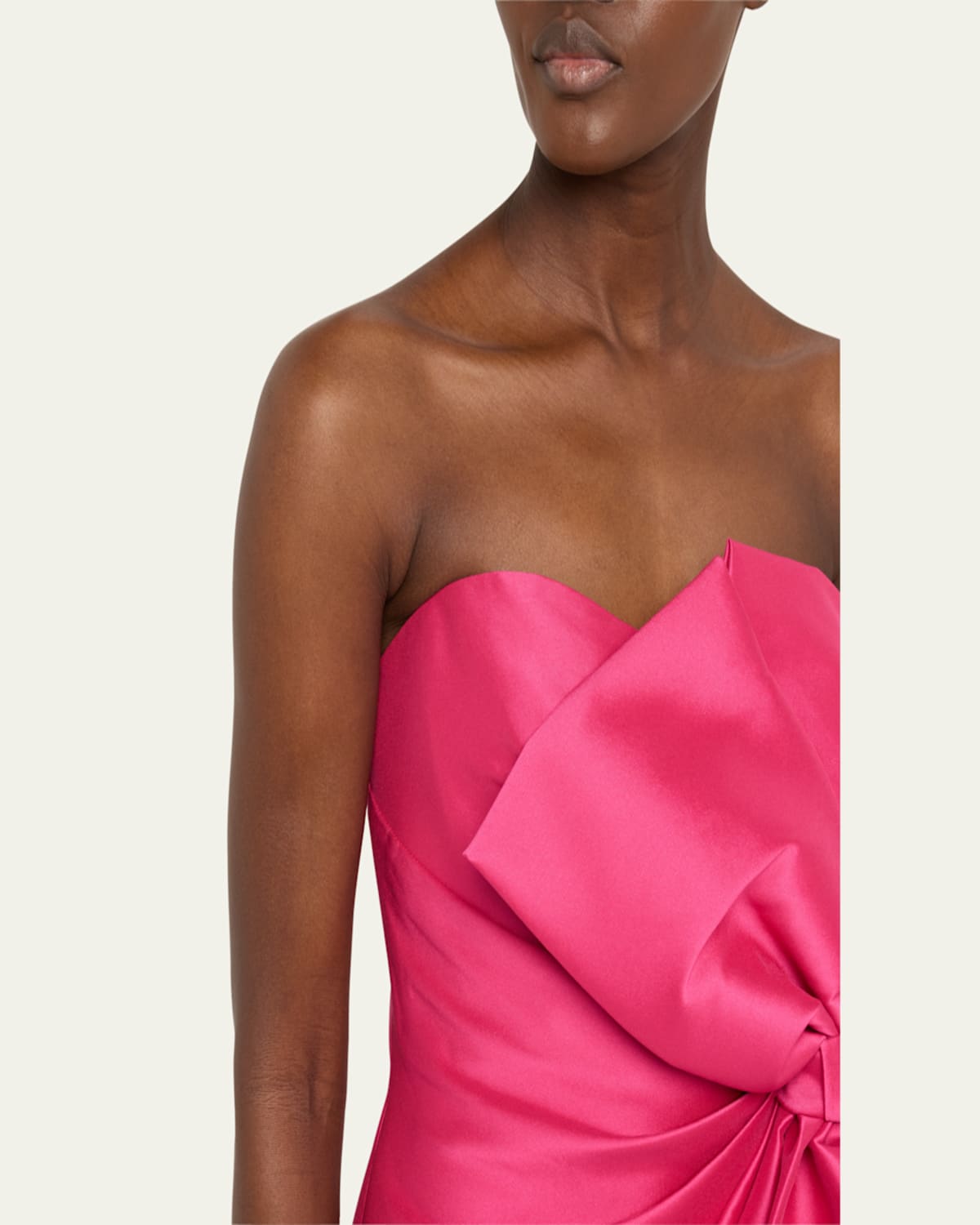 Strapless Bow-Front Mikado Midi Dress