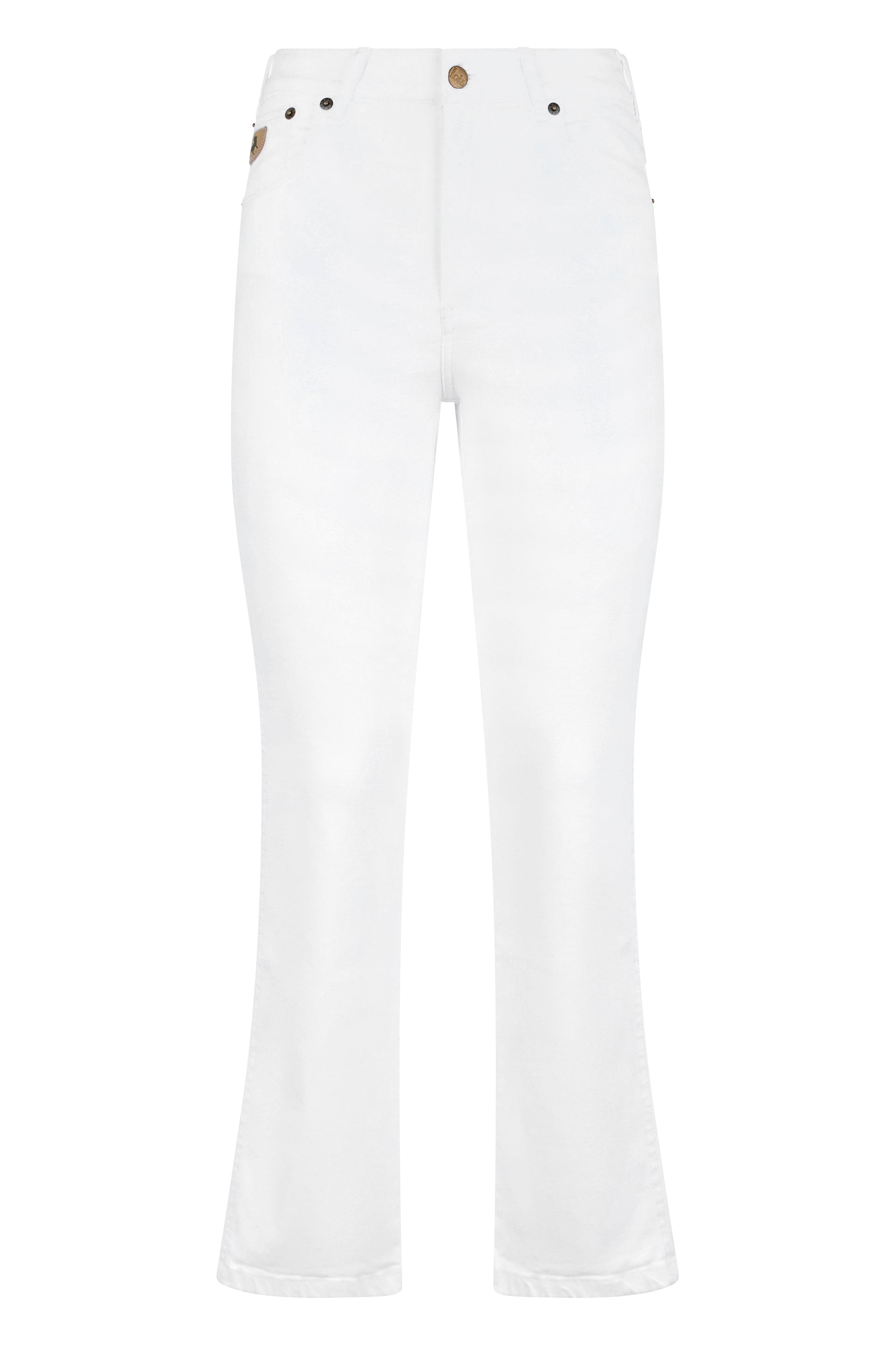 7/8 Crop Denim Pants in Cotton Blend with Slightly Flared Legs