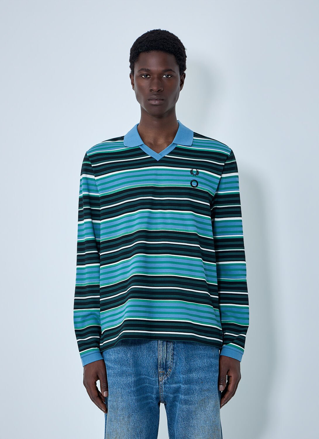 Striped Long-sleeve Polo Shirt