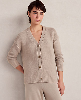 Ann Taylor Haven Well Within Organic Cotton Link Stitch Cardigan