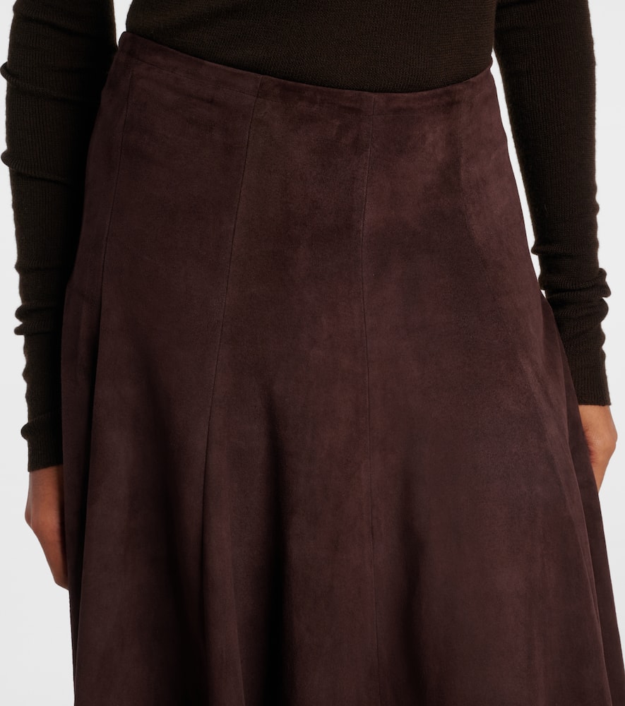 Suede midi skirt