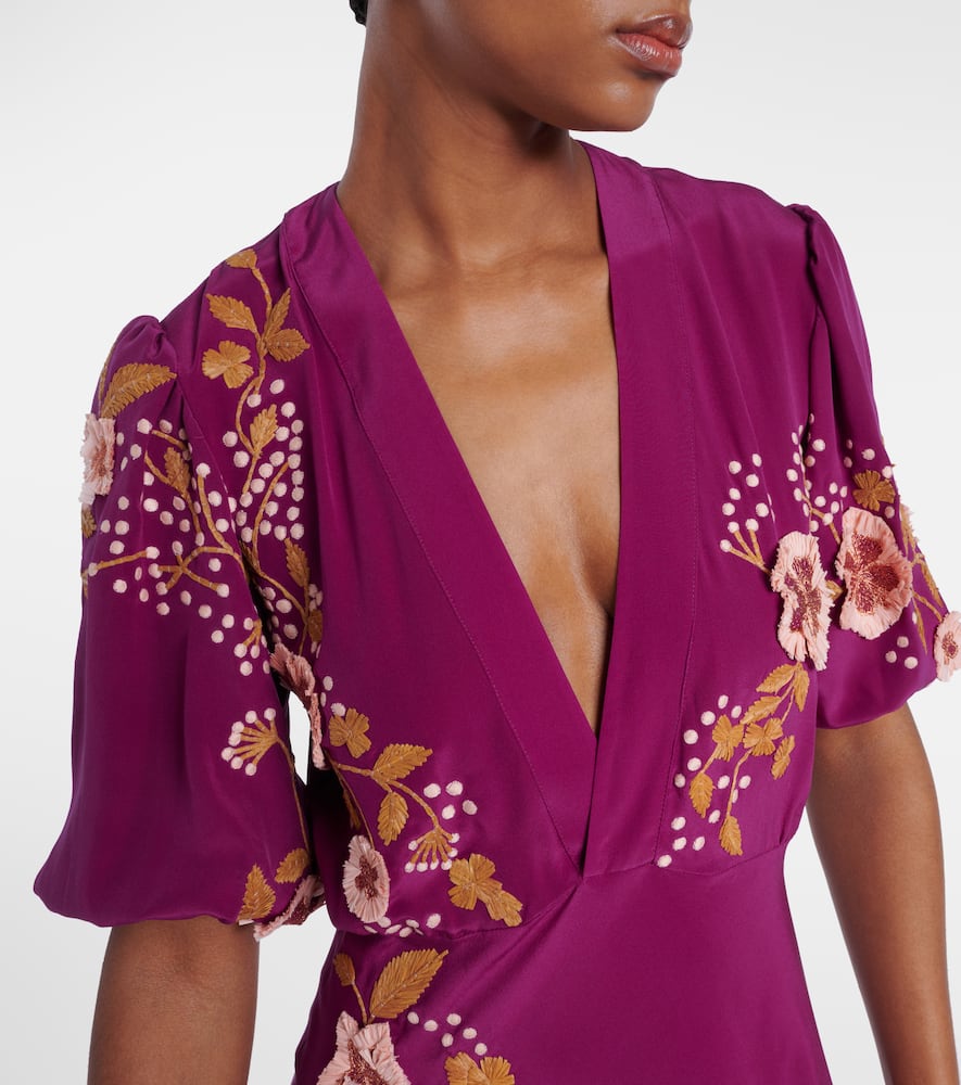 Marlene embroidered silk gown
