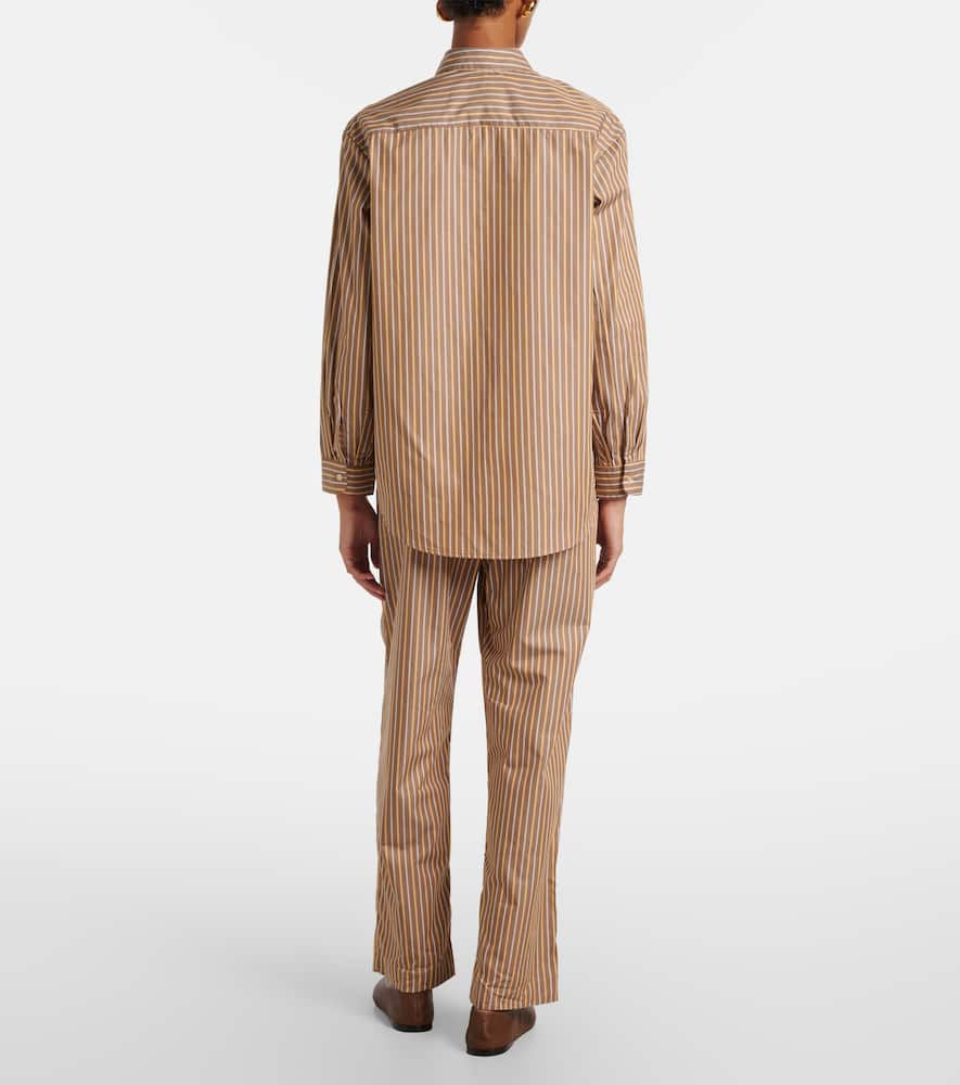 Yoshi striped cotton-blend twill shirt